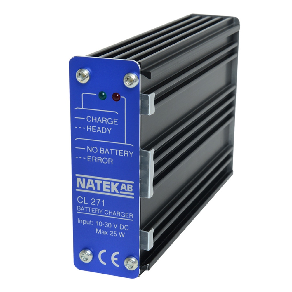 Natek CL271B Batteriladdare 1-fack, 10-30V kabel med monteringskonsol