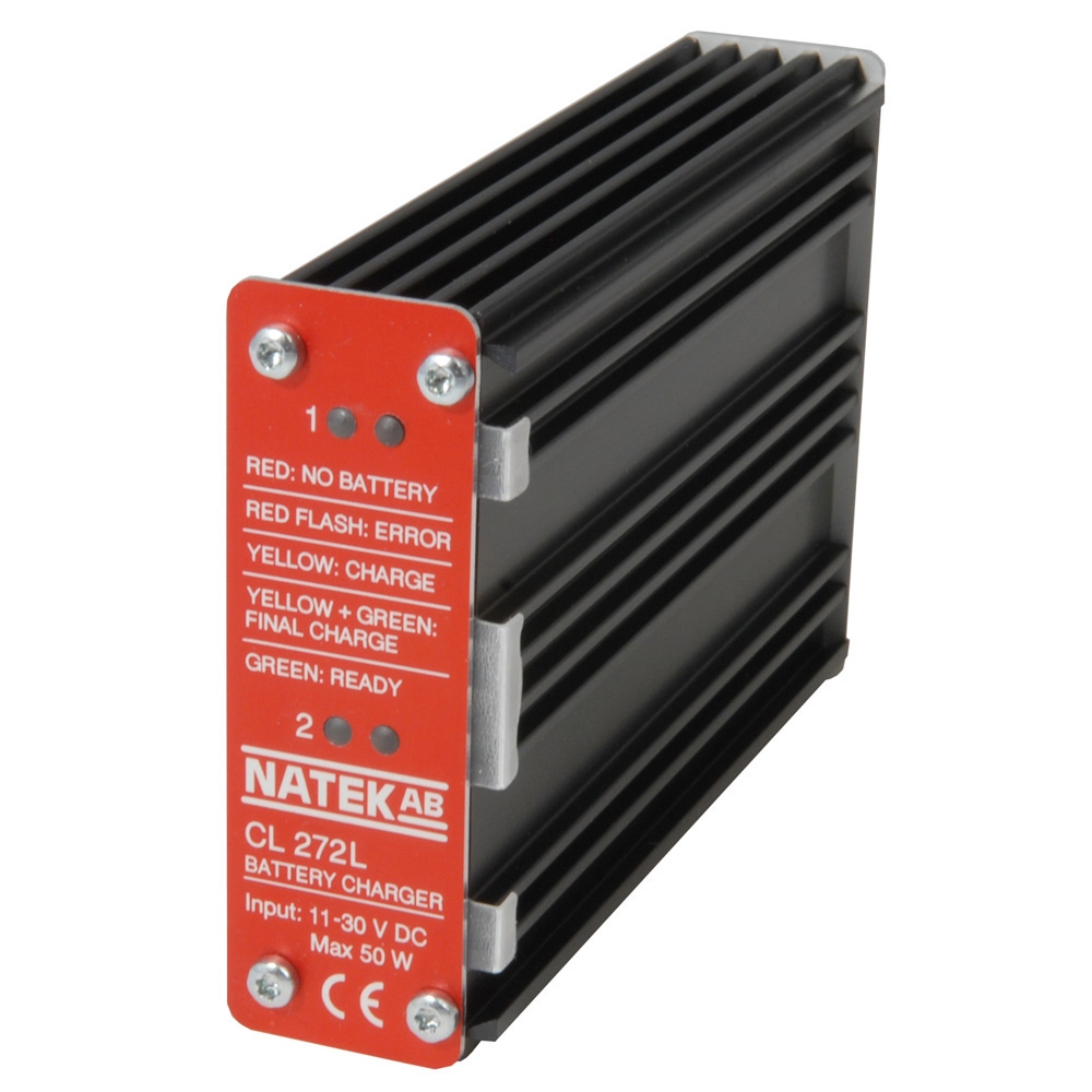 Natek CL271L Batteriladdare 1-fack, 10-30V kabel med monteringskonsol